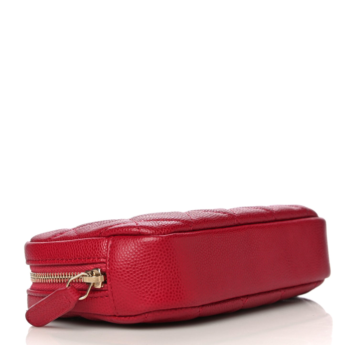 Caviar Quilted Small Curvy Pouch Cosmetic Case Dark Pink