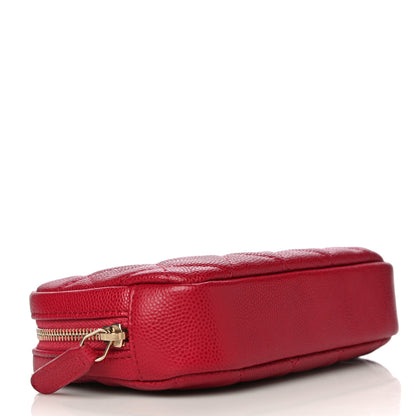 Chanel Caviar Quilted Small Curvy Pouch Cosmetic Case Dark Pink 4 of 10