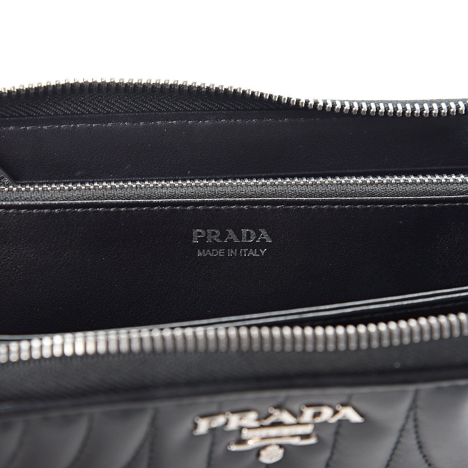 Prada Soft Calfskin Diagramme Zip Around Wallet Black 5 of 8