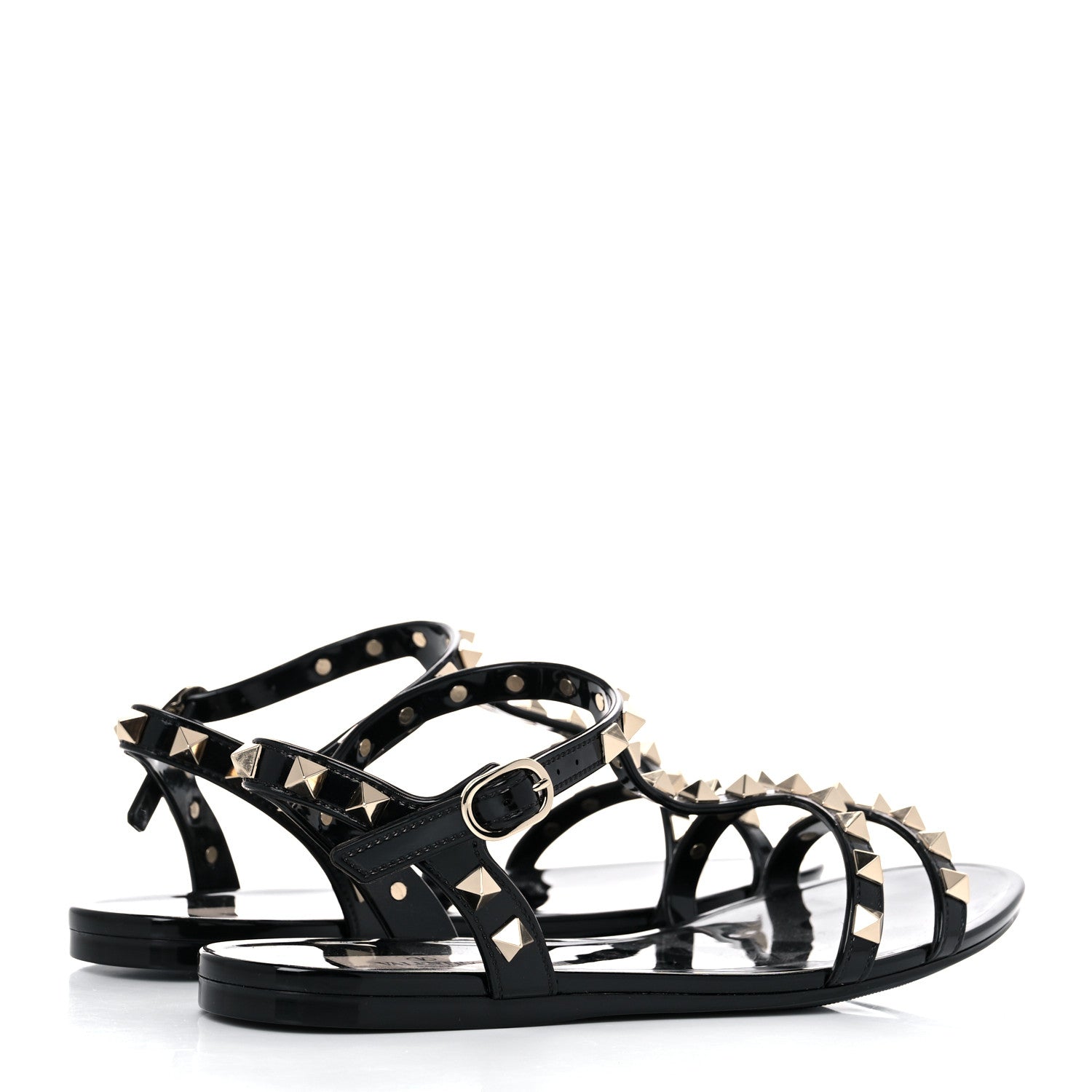 Valentino Garavani PVC Jelly Rockstud Caged Sandals 36 Black 8 of 22