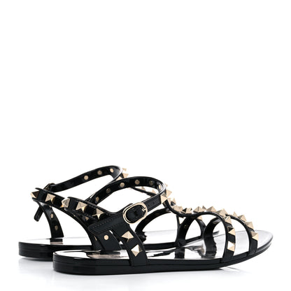 Valentino Garavani PVC Jelly Rockstud Caged Sandals 36 Black 8 of 22