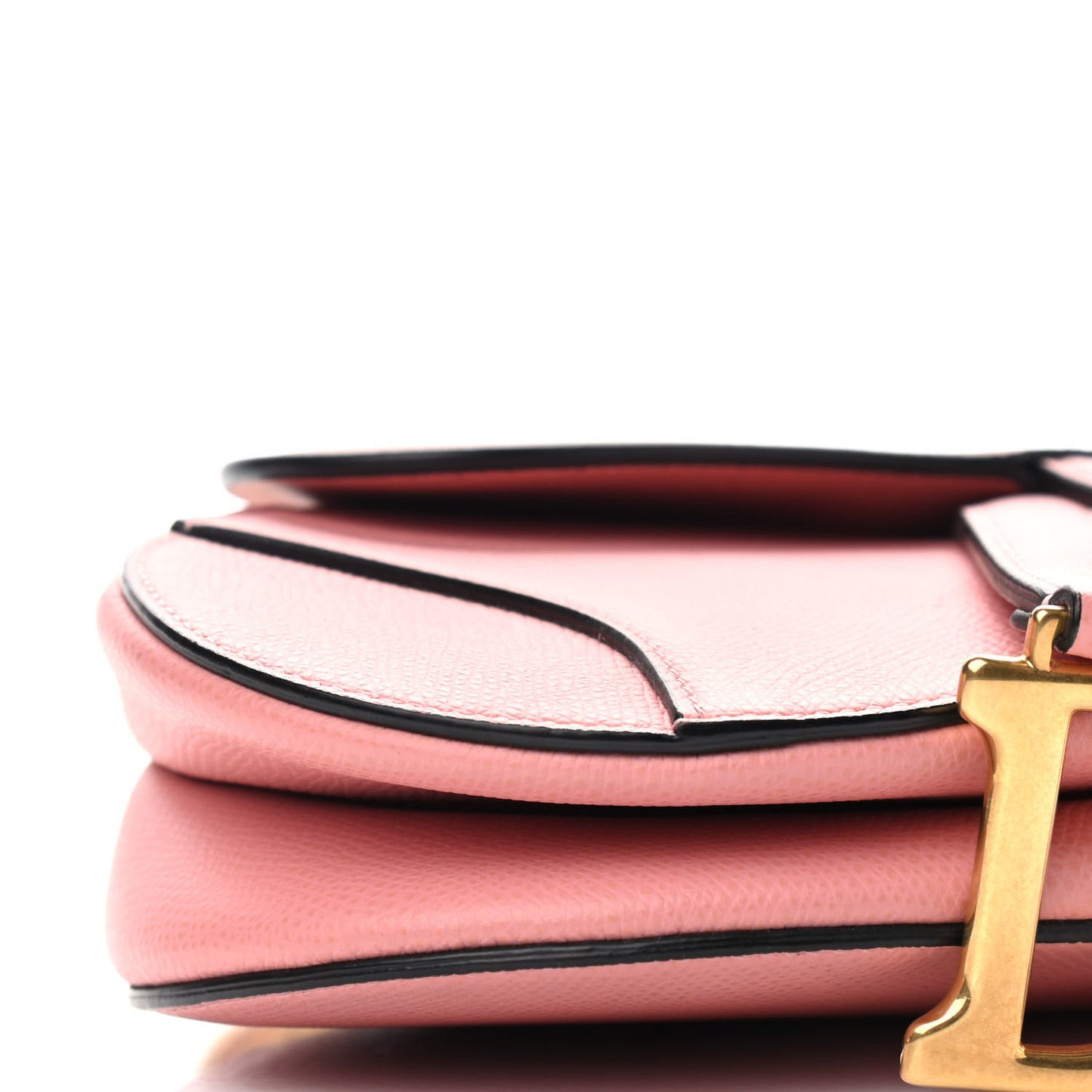 Grained Calfskin Mini Saddle Bag Pink