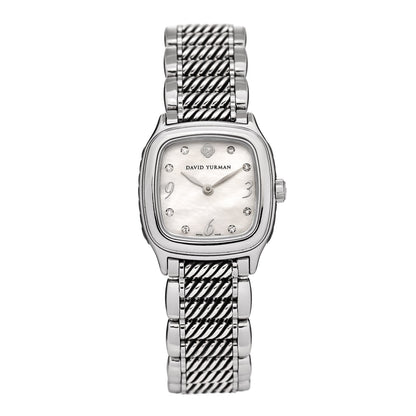 David Yurman Stainless Steel Diamond Mother of Pearl 25mm Thoroughbred Quartz Watch 1 of 5