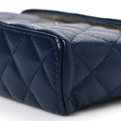 Chanel Caviar Quilted Top Handle Slim Vanity With Chain Navy 10 of 10