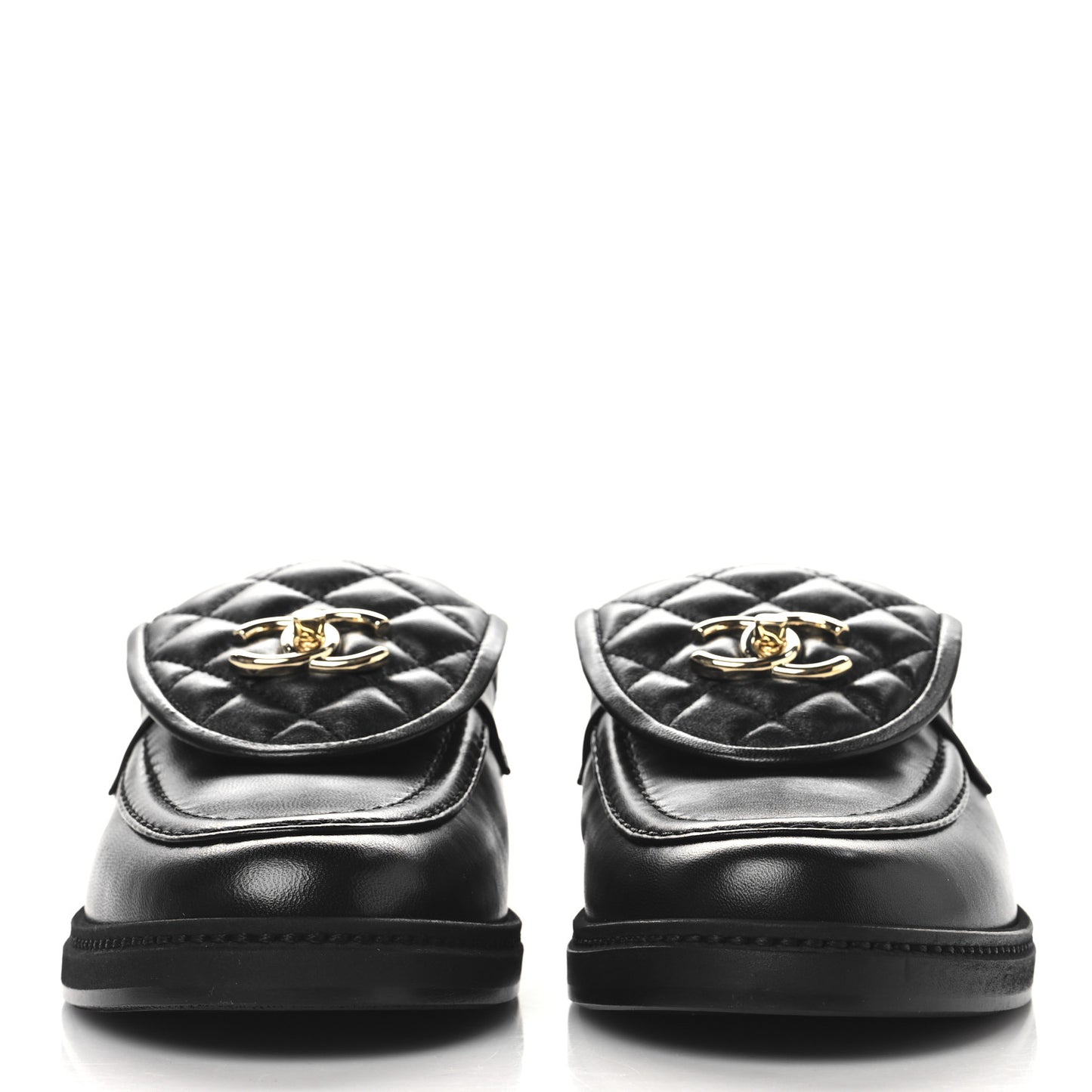 Lambskin Quilted CC Turnlock Mules 40 Black