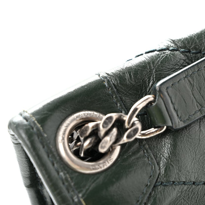 Saint Laurent Crinkled Lambskin Matelasse Monogram Medium Niki Chain Satchel Military Olive 13 of 15