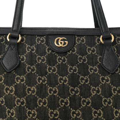 Gucci Jacquard Black Denim GG Monogram Medium Ophidia Shopping Tote Black Ivory 8 of 11