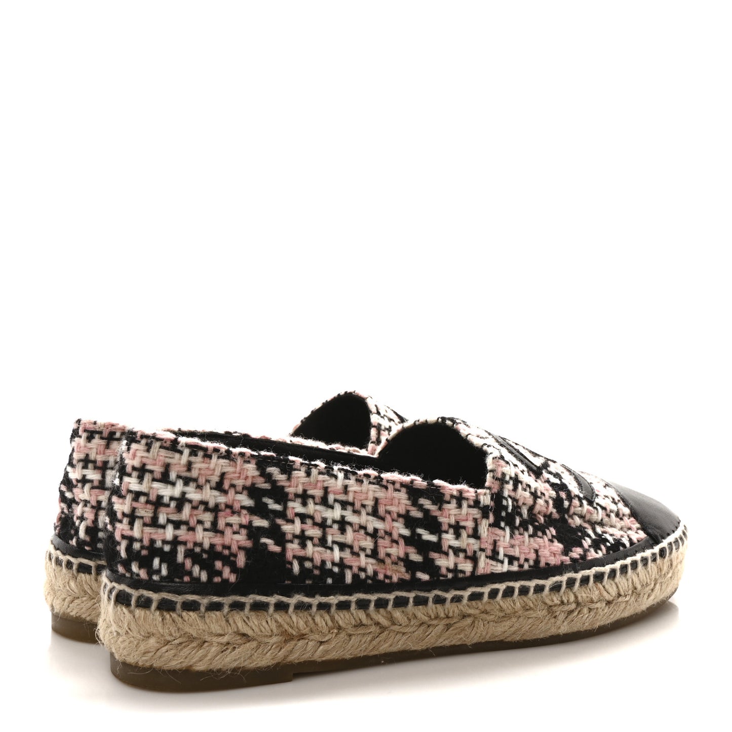 Tweed Lambskin CC Espadrilles 39 Pink Black