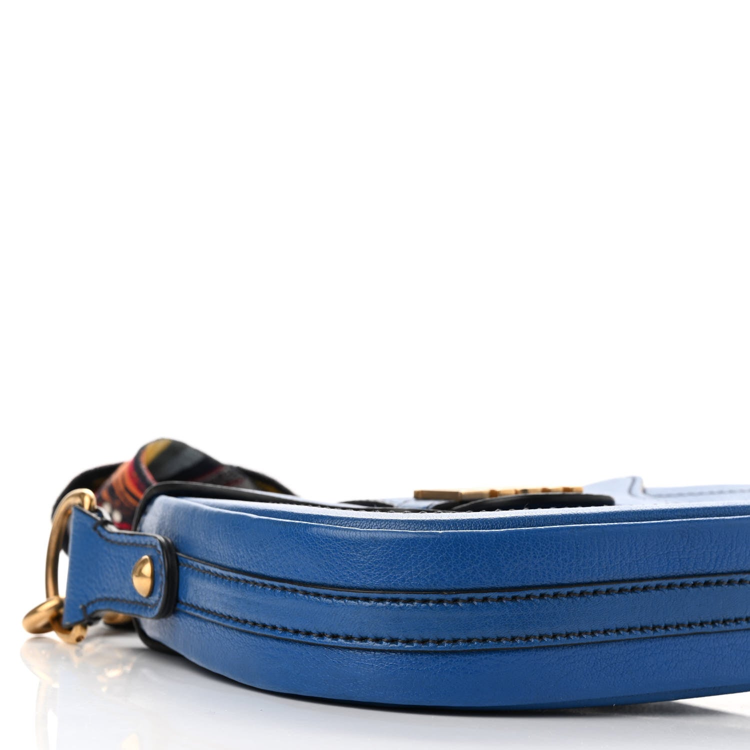 Christian Dior Calfskin D Fence Bohemian Saddle Bag Blue 9 of 11