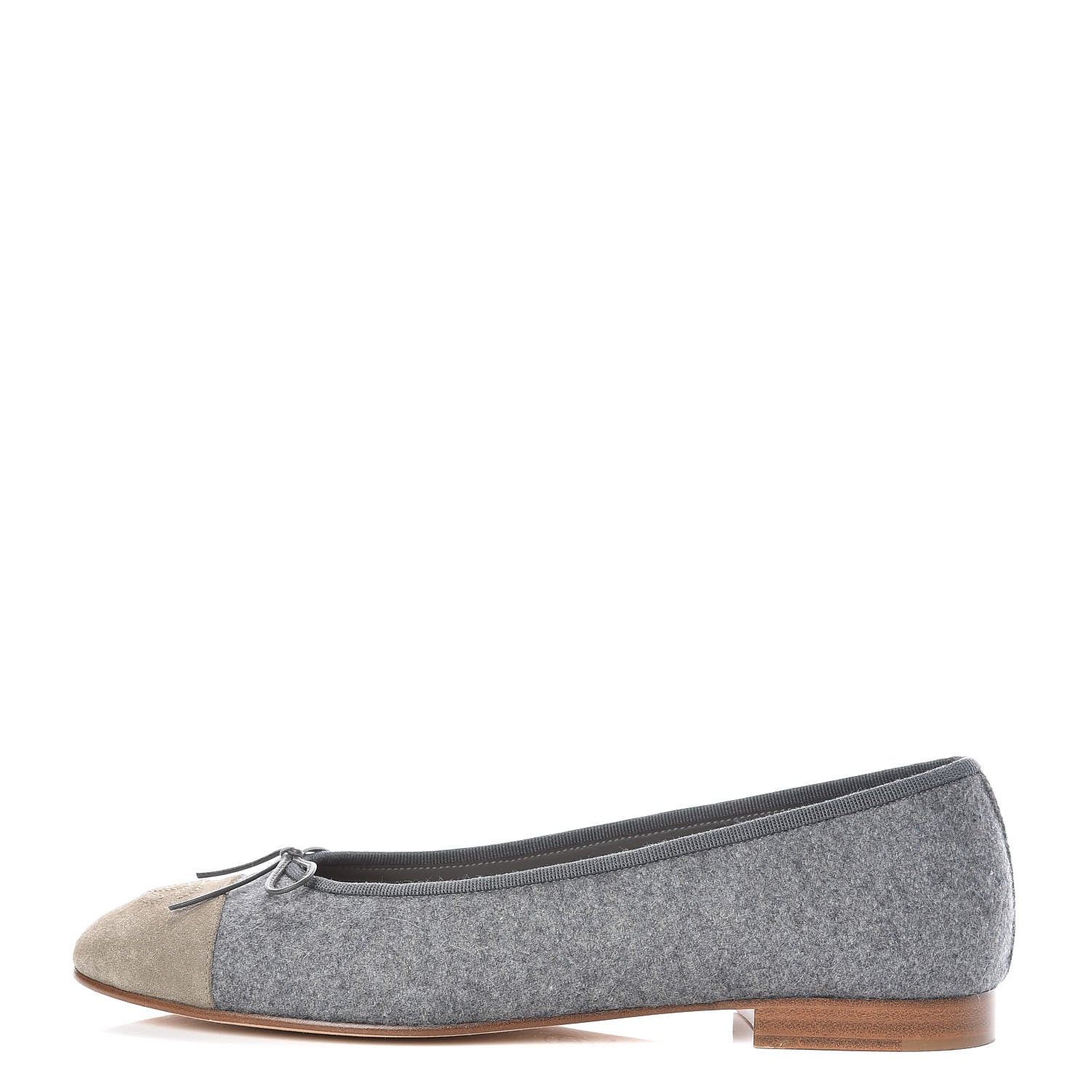 Chanel Felt Suede Cap Toe CC Ballerina Flats 41 Grey Beige 1 of 9