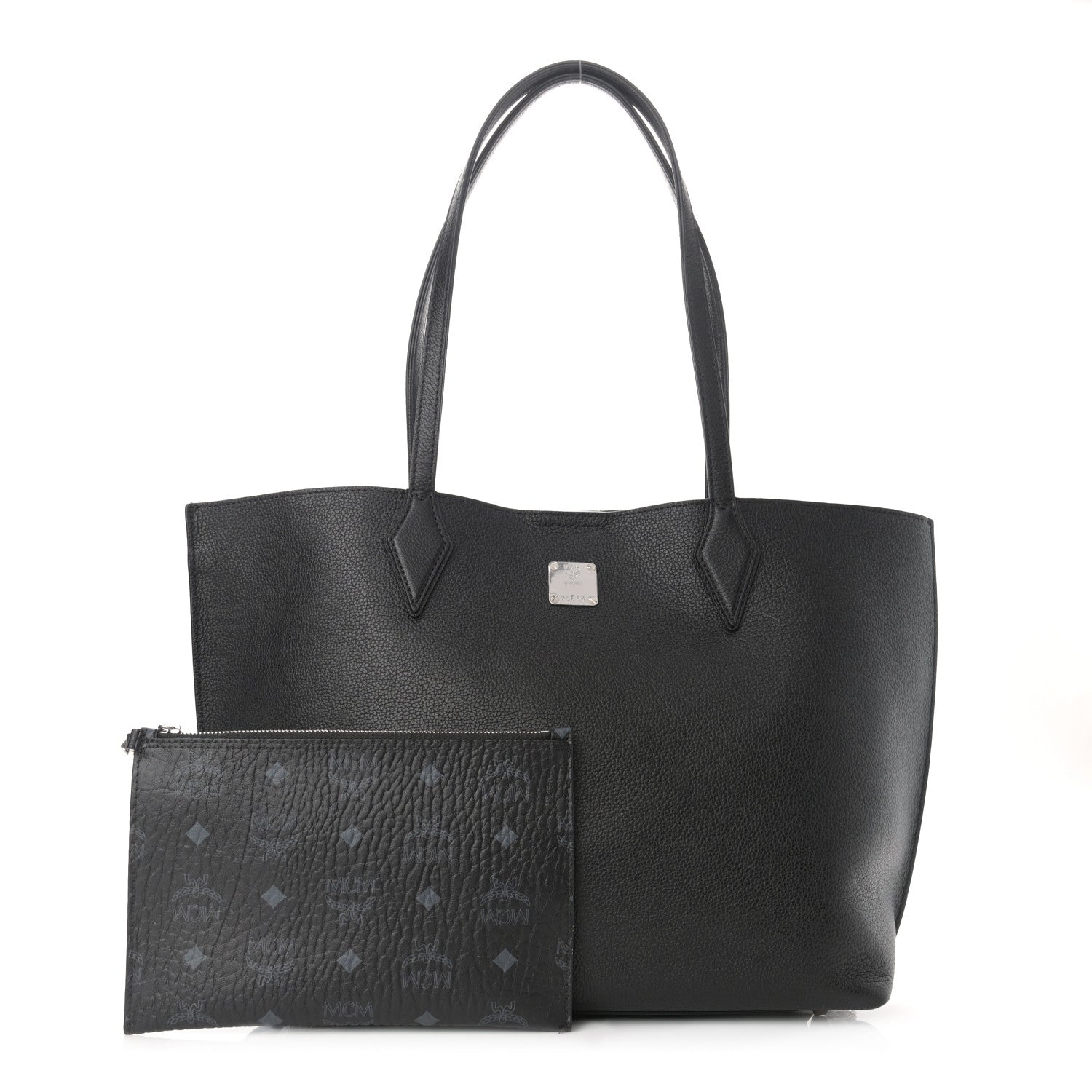 MCM Grained Calfskin Medium Yris Shopper Tote Black 1 of 11