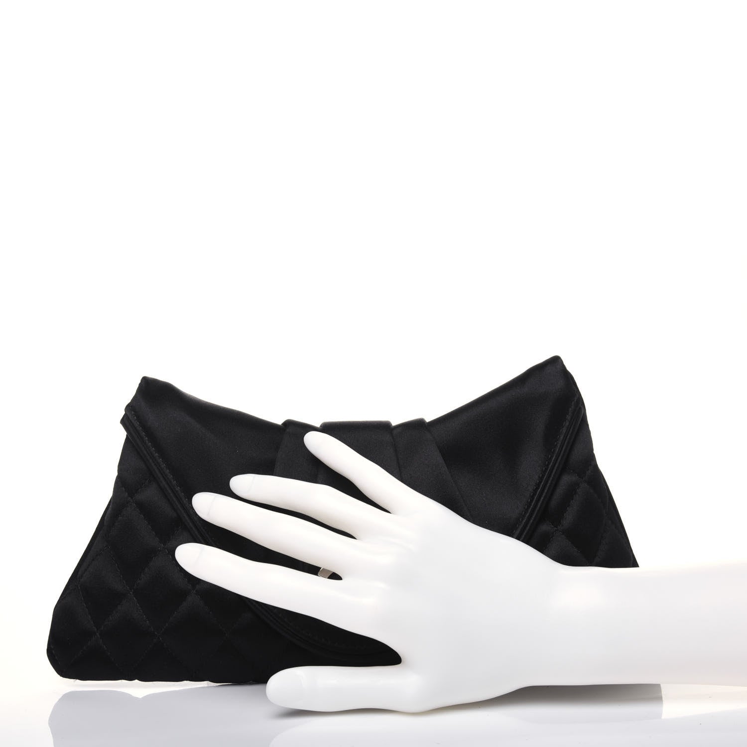 Chanel Satin Quilted Flap Clutch Black 2 of 14