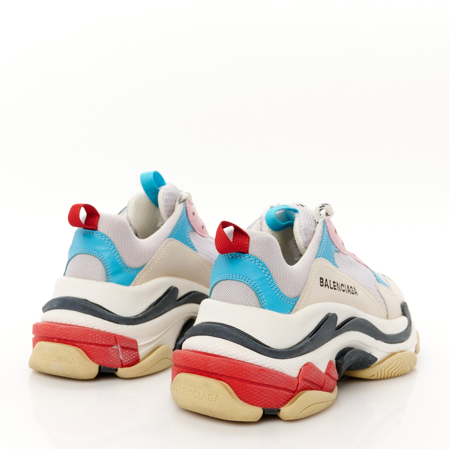 Balenciaga Fabric Mesh Washed Effect Womens Triple S Sneakers 37 Pink White Blue 5 of 10