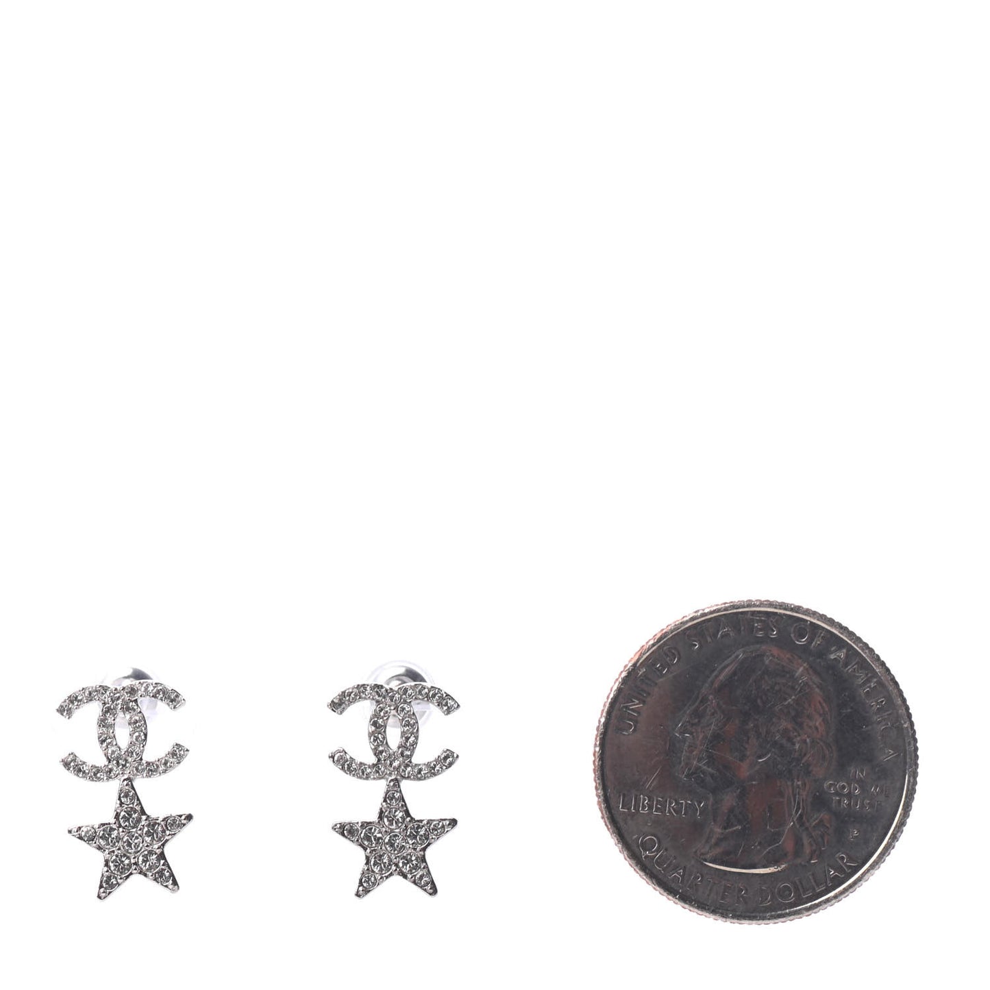 Crystal CC Star Earrings Silver