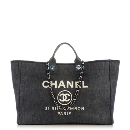 Chanel Canvas Extra Large Deauville Tote Dark Blue 1 of 7