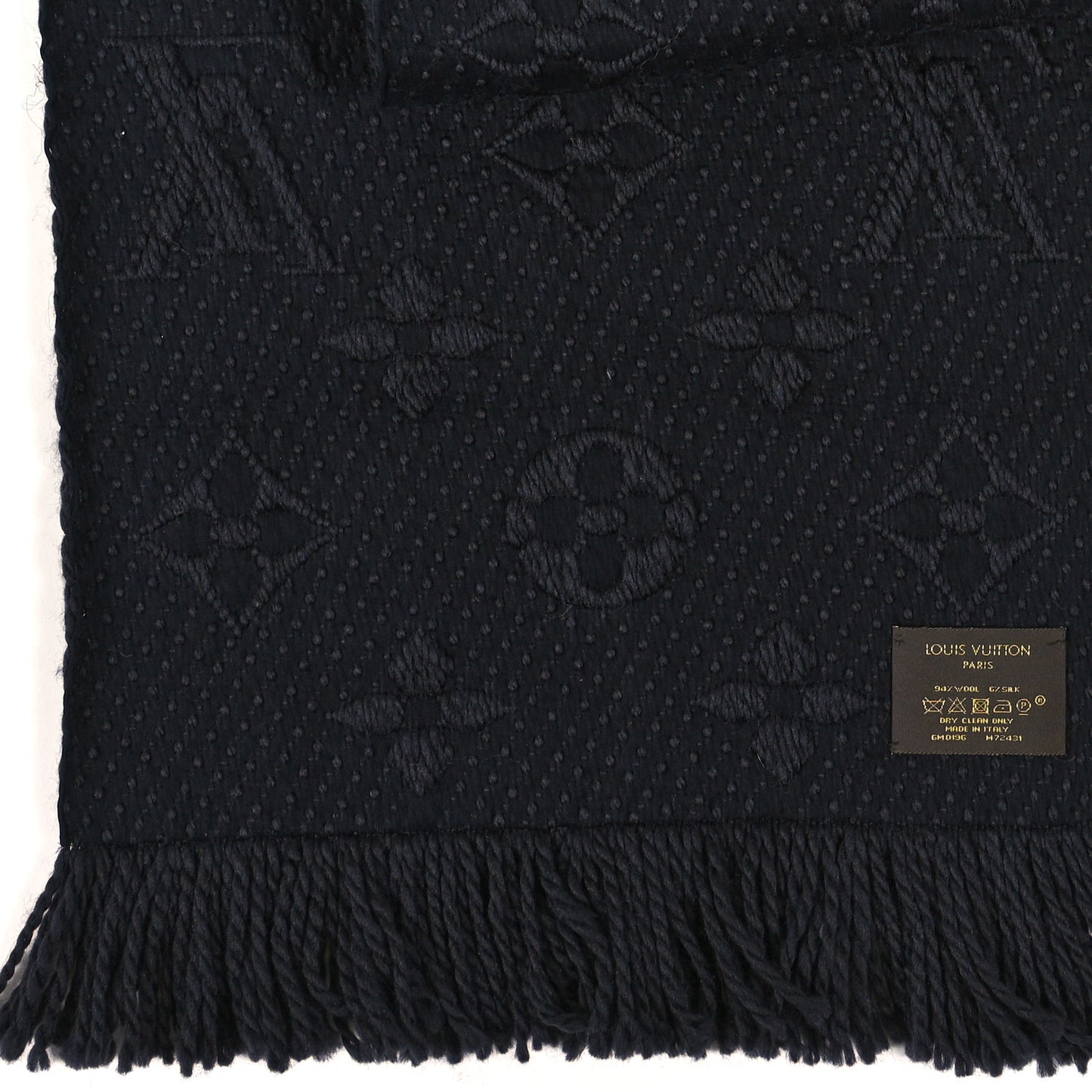 Wool Silk Logomania Scarf Charcoal