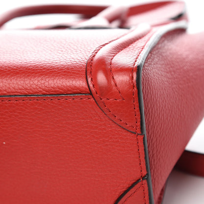 Celine Drummed Calfskin Nano Luggage Coquelicot 11 of 13