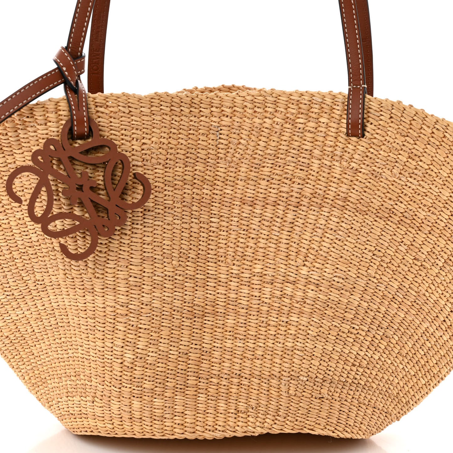 Calfskin Raffia Paulas Ibiza Small Shell Basket Tote Bag Natural Tan
