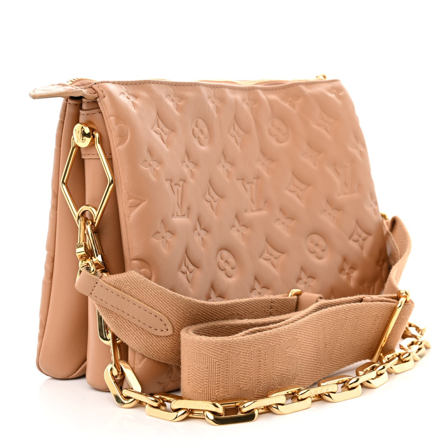 Louis Vuitton Lambskin Embossed Monogram Coussin PM Camel 3 of 11
