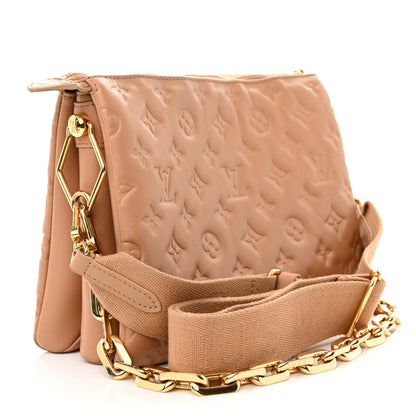 Louis Vuitton Lambskin Embossed Monogram Coussin PM Camel 3 of 11