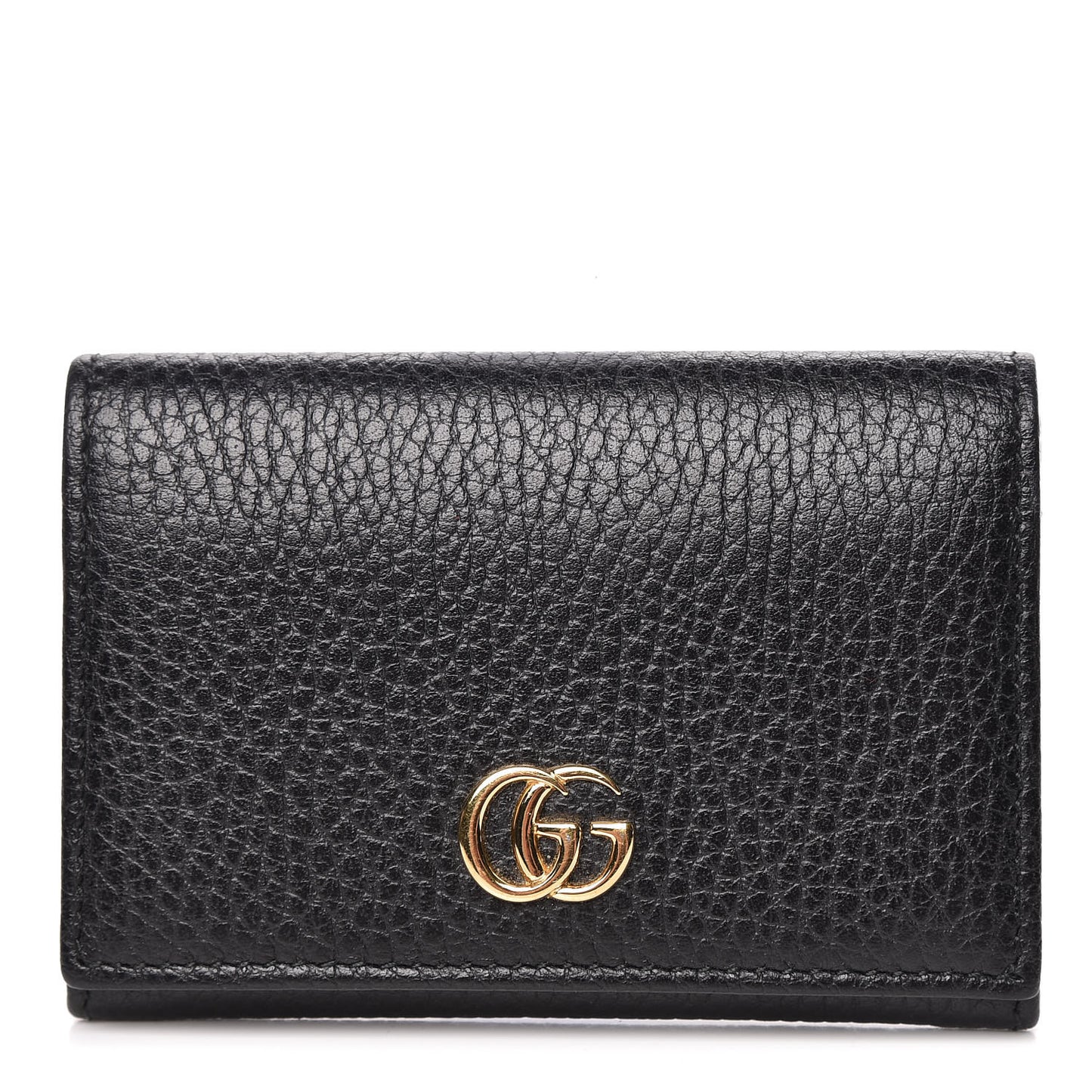 Pebbled Calfskin GG Marmont Card Case Black