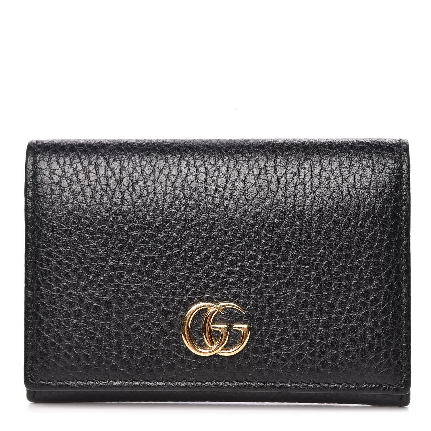 Gucci Pebbled Calfskin GG Marmont Card Case Black 1 of 8