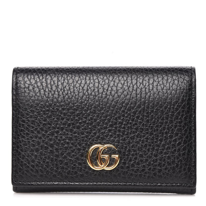 Gucci Pebbled Calfskin GG Marmont Card Case Black 1 of 8