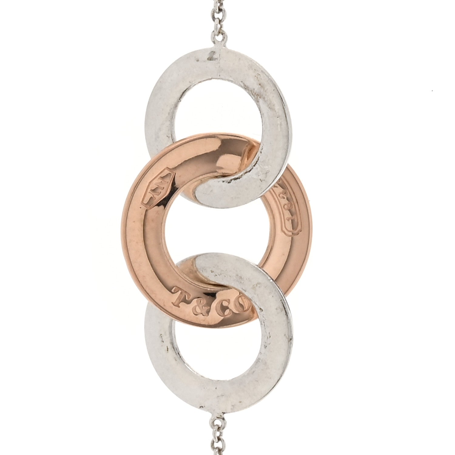 Tiffany Sterling Silver Rubedo 1837 Interlocking Circles Long Necklace 5 of 5