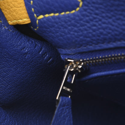 Hermes Togo Horseshoe Kelly Retourne 25 Bleu Electrique Jaune Ambre 8 of 11