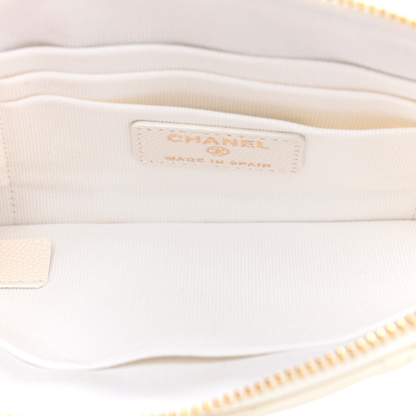 Caviar Quilted Cosmetic Case White