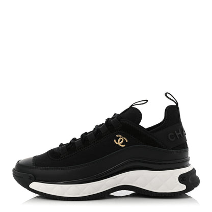 Chanel Velvet Calfskin Mixed Fibers CC Sneakers 37 Black 1 of 8