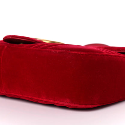 Gucci Velvet Matelasse Medium GG Marmont Shoulder Bag Hibiscus Red 10 of 16