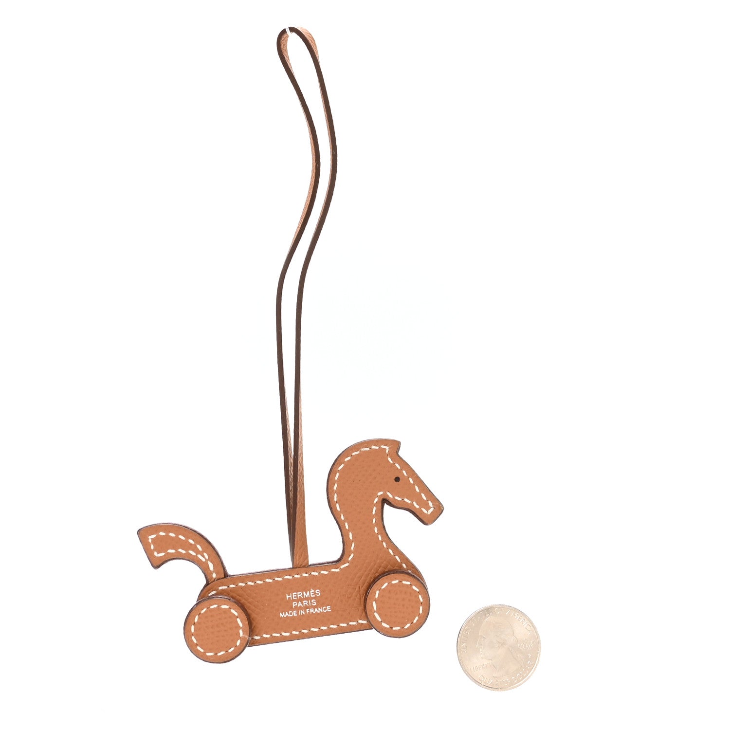 Hermes Epsom Cheval A Roulettes Bag Charm Gold Terre 2 of 3