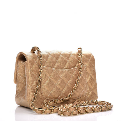 Chanel Pearly Caviar Quilted Mini Rectangular Flap Gold 3 of 8
