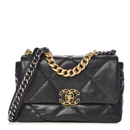 Chanel Lambskin Quilted Medium 19 Flap Black 1 of 11