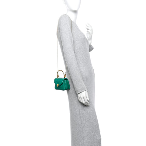 Calfskin Serpenti Reverse Micro Top Handle Emerald Green