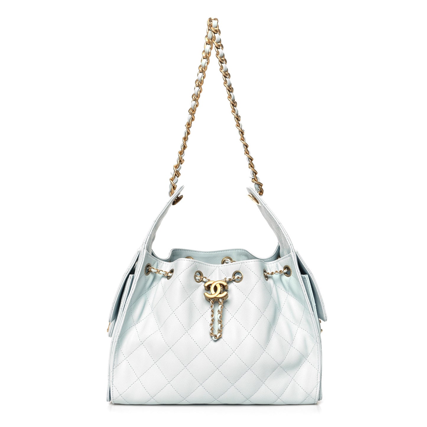 Caviar Quilted Small Chanel 25 Handbag Light Blue