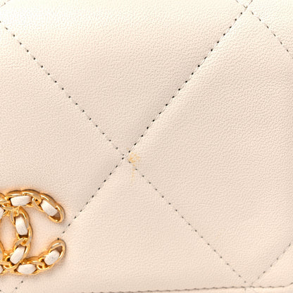 Chanel Goatskin Quilted Chanel 19 Wallet On Chain WOC Light Beige 12 of 13
