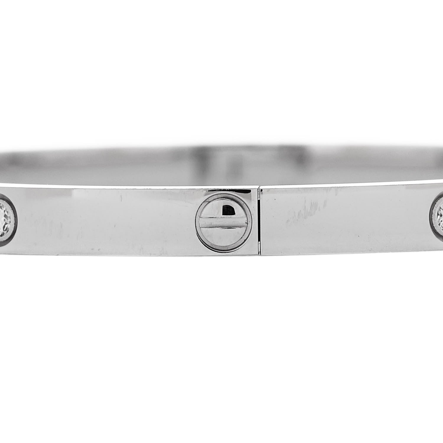 Cartier 18K White Gold 6 Diamond Small LOVE Bracelet 15 6 of 8