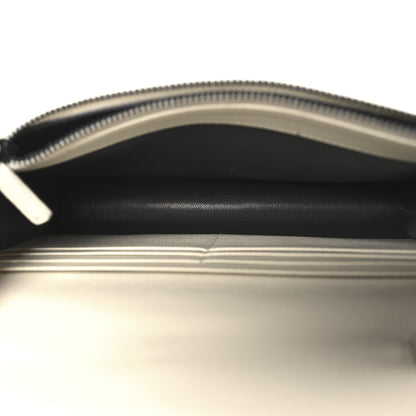 Saint Laurent Grain De Poudre Matelasse Chevron Monogram Envelope Chain Wallet Dove White 5 of 11