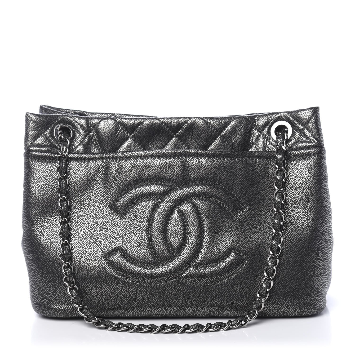 Chanel Metallic Caviar Quilted CC Timeless Tote Dark Silver 1 of 10