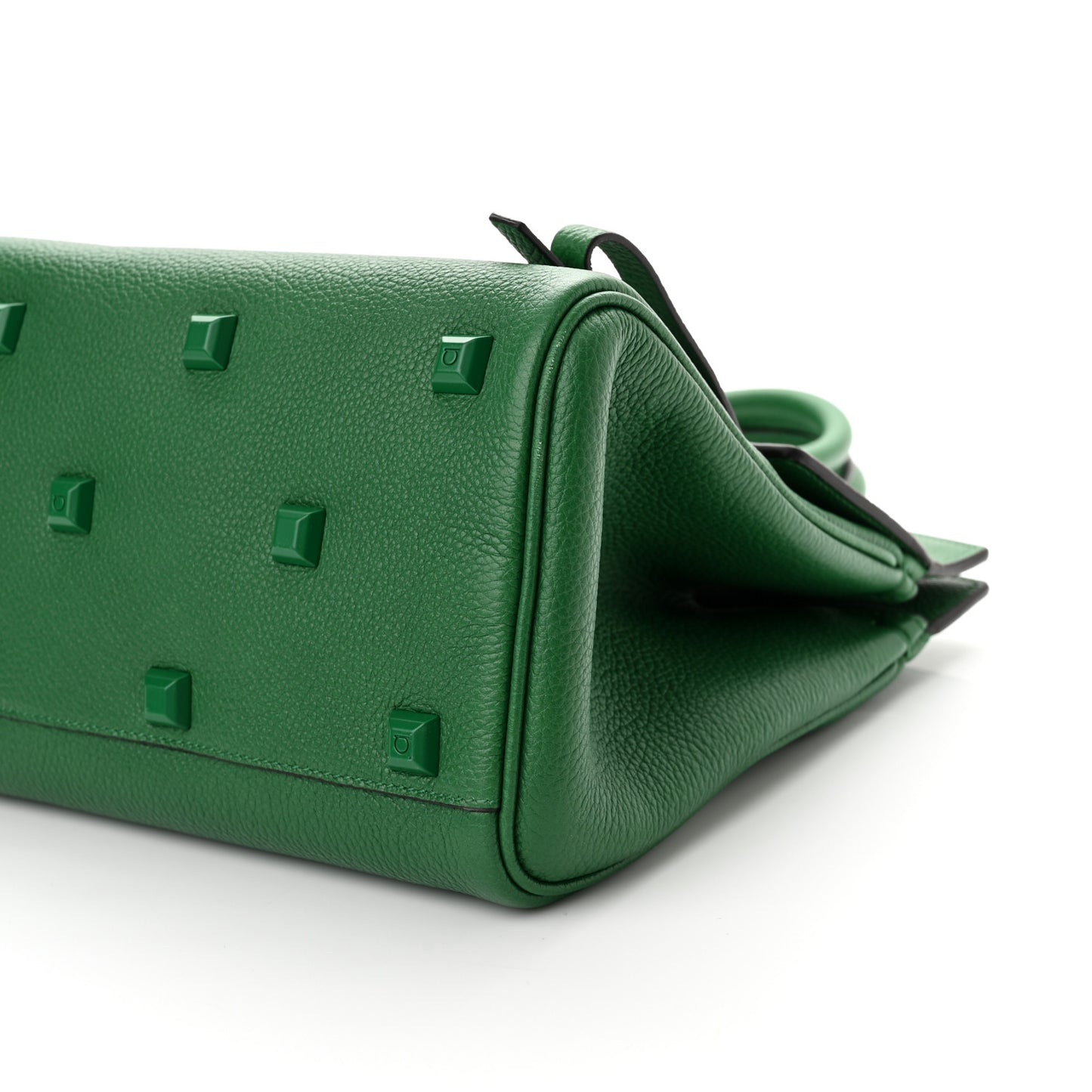 Grained Calfskin Studio Top Handle Bag Green