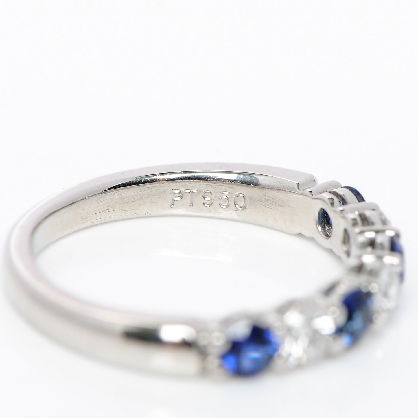 Platinum Diamond Blue Sapphire Embrace Ring 4.5
