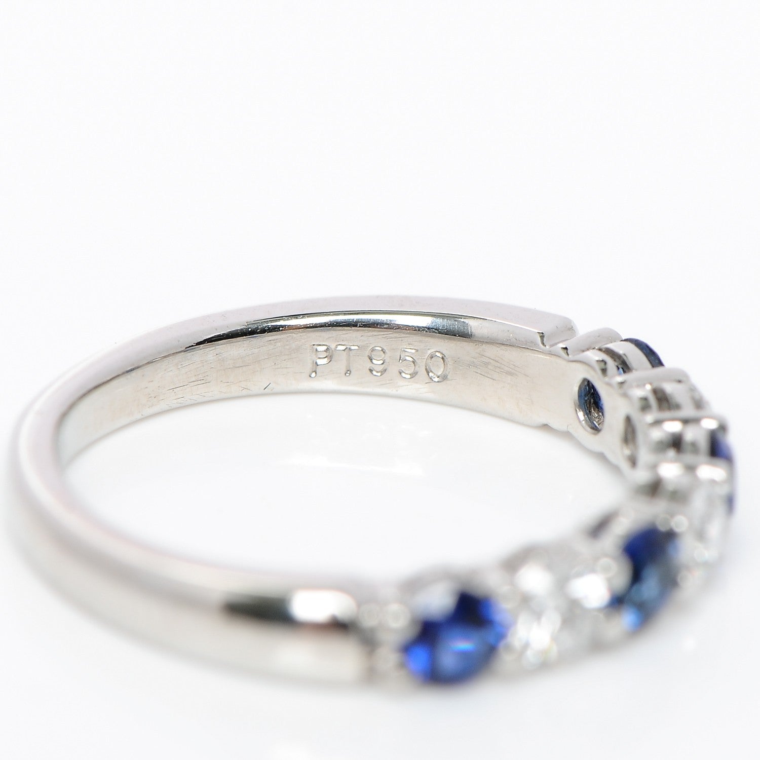 Tiffany Platinum Diamond Blue Sapphire Embrace Ring 4.5 4 of 5