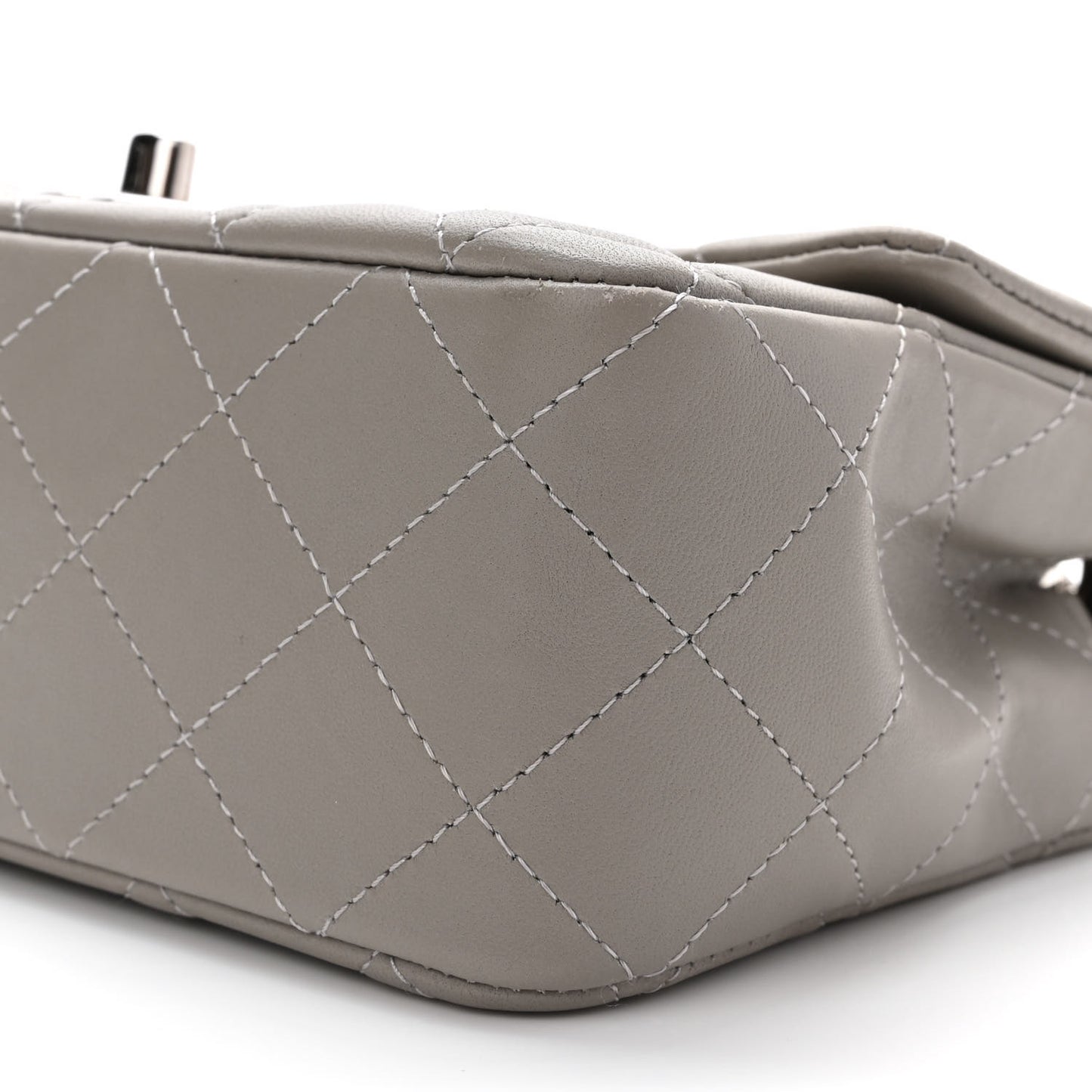 Lambskin Quilted Mini Rectangular Flap Grey