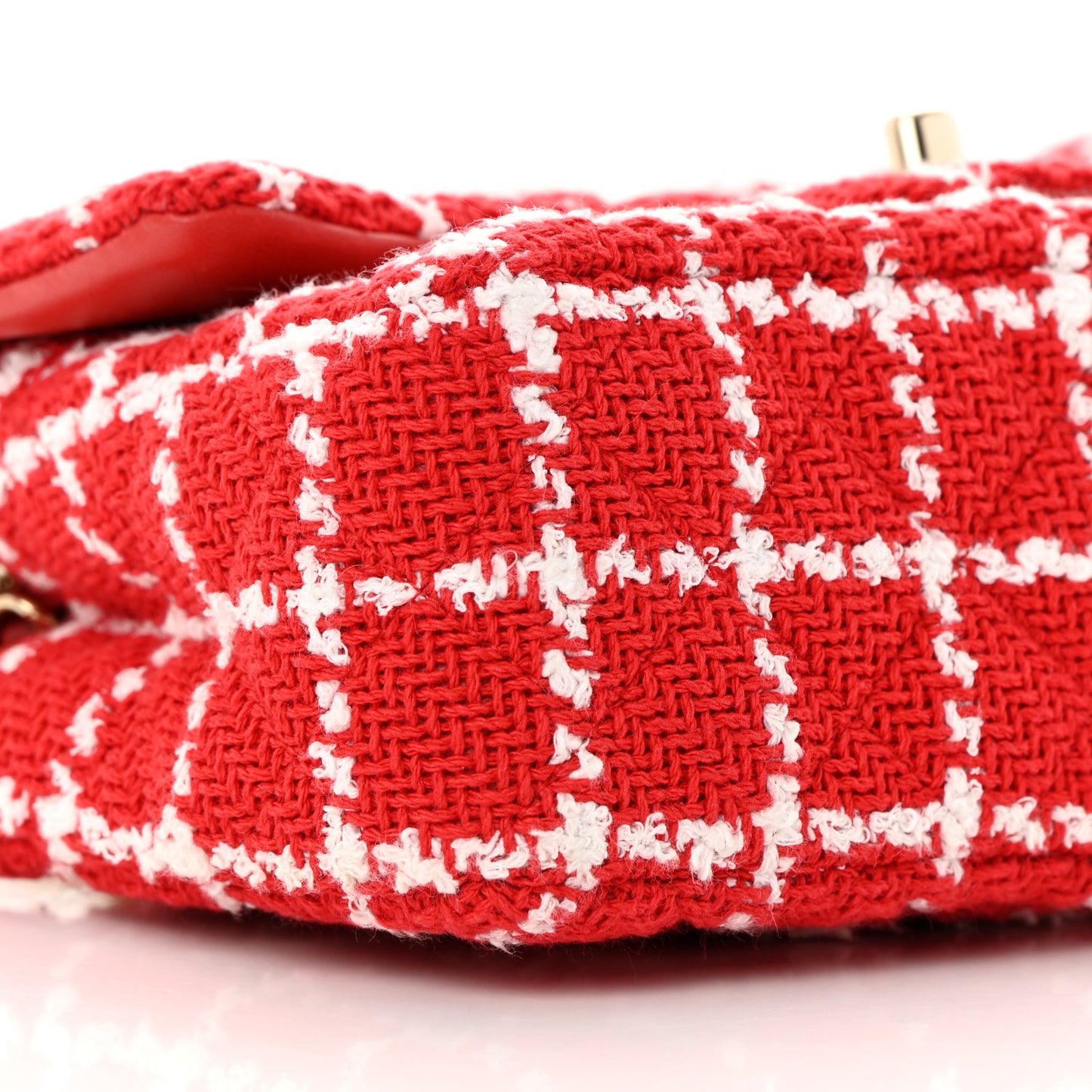 Tweed Quilted Mini Rectangular Flap White Red