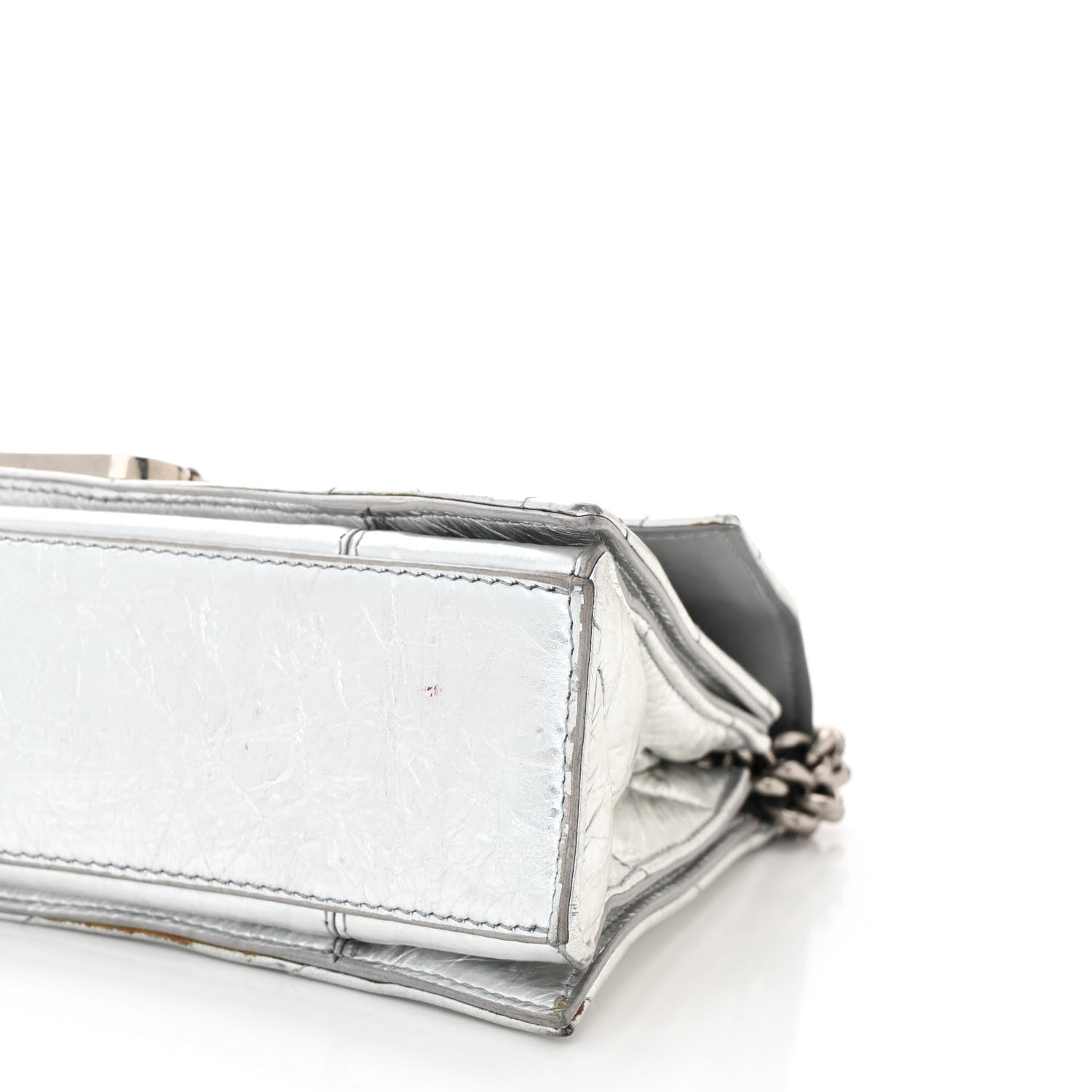 Balenciaga Crushed Calfskin Quilted Small Crush Chain Bag Silver 10 of 12