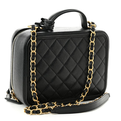 Chanel Caviar Quilted Medium CC Filigree Vanity Case Black 3 of 10