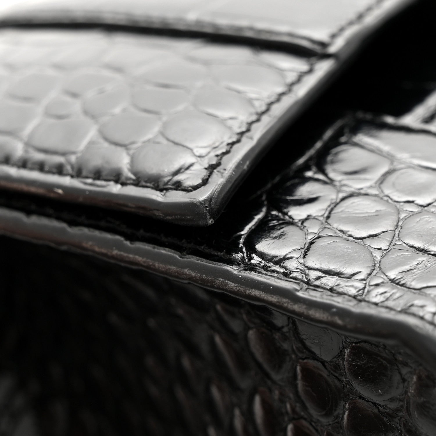 Balenciaga Shiny Calfskin Monochrome Crocodile Embossed Small Hourglass Top Handle Bag Black 15 of 16