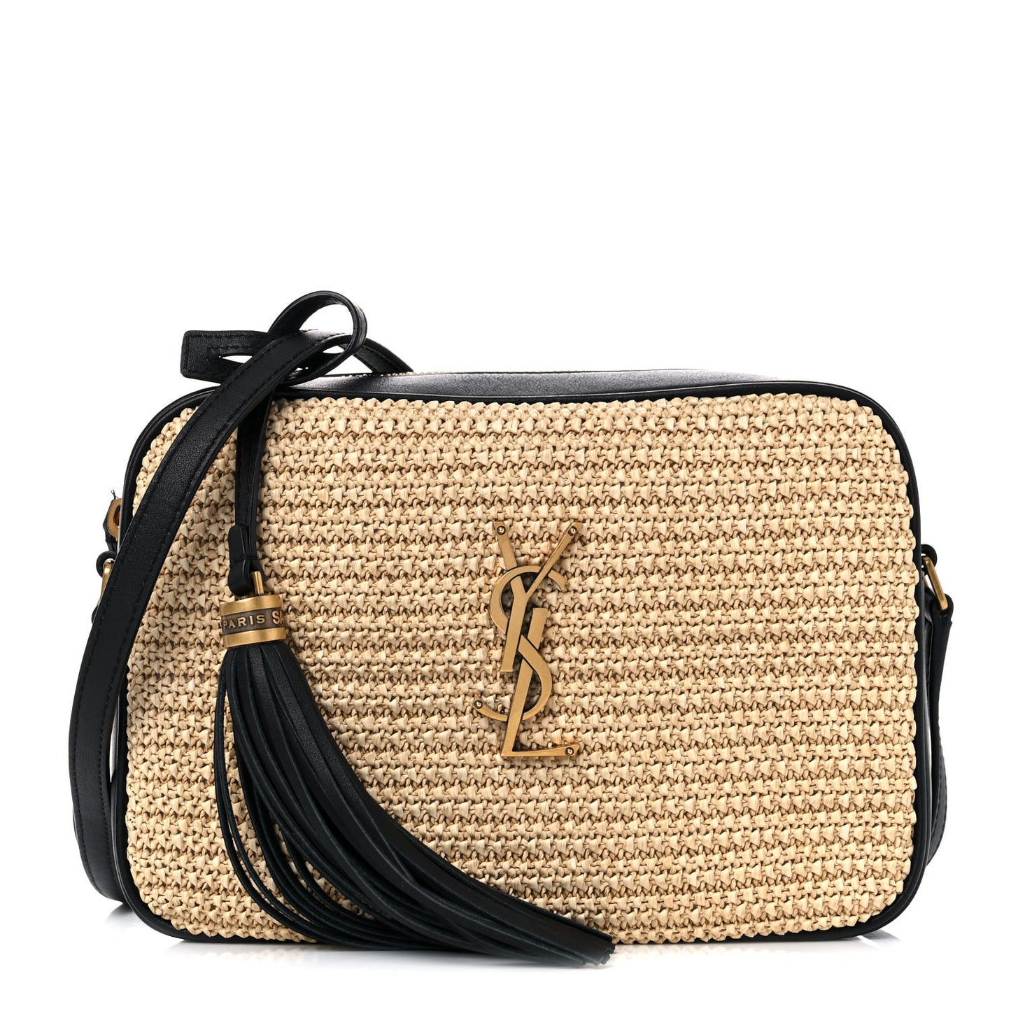 Raffia Canvas Monogram Lou Camera Bag Beige Black